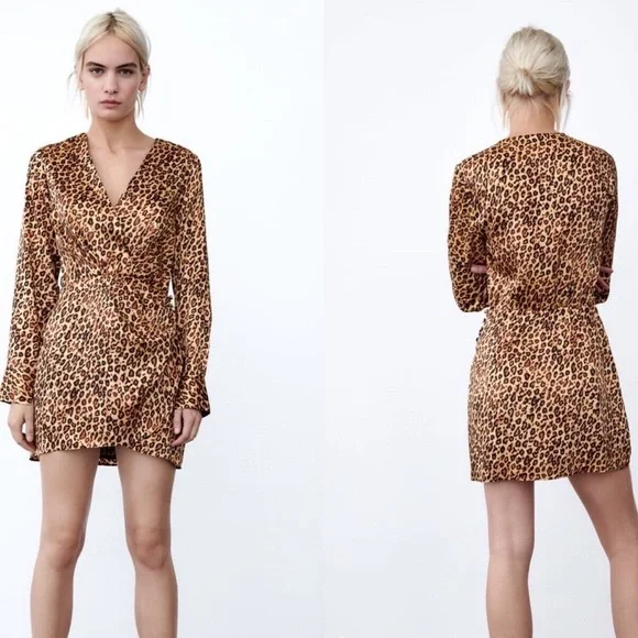 Zara Leopard Print Dress Satin - Picture 4 of 4